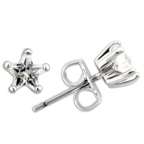 Rhodium 925 Sterling Silver Earrings with AAA Grade CZ in Clear