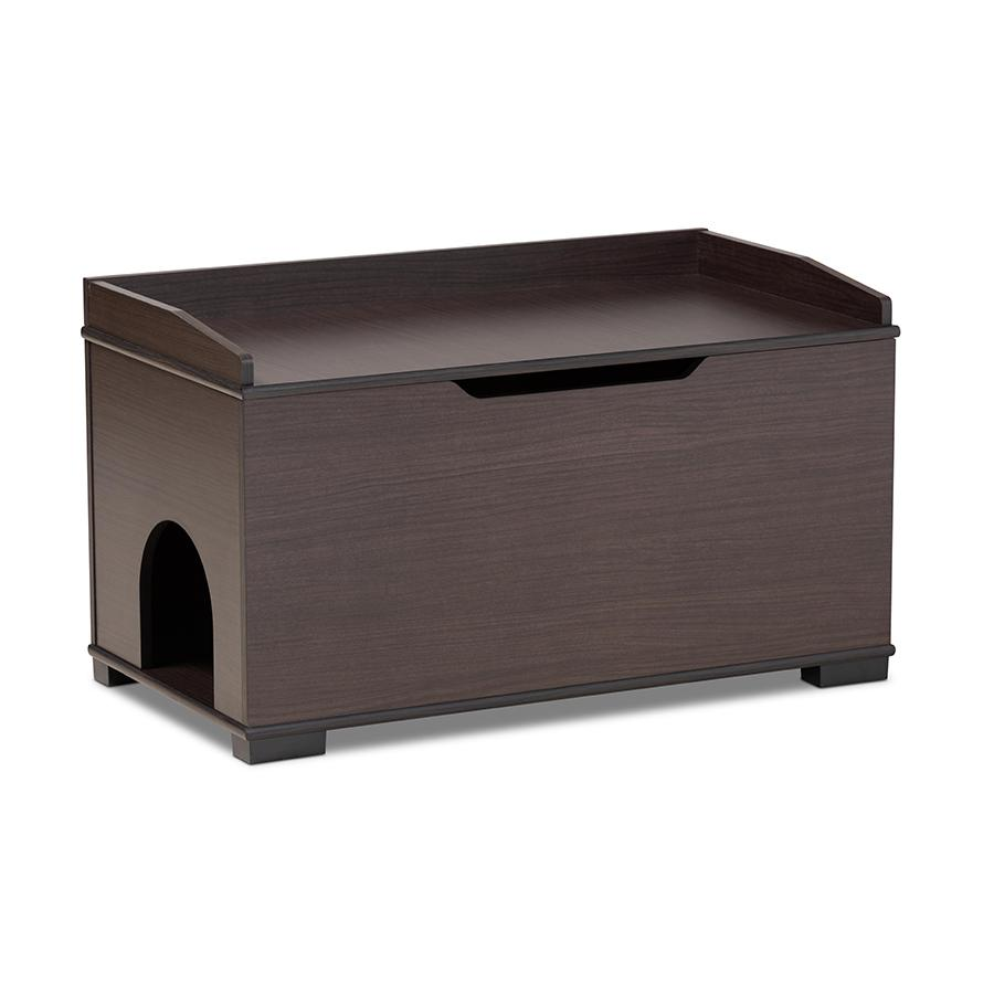 Baxton Studio Mariam Modern and Contemporary Dark Brown Finished Wood Cat Litter Box Cover House