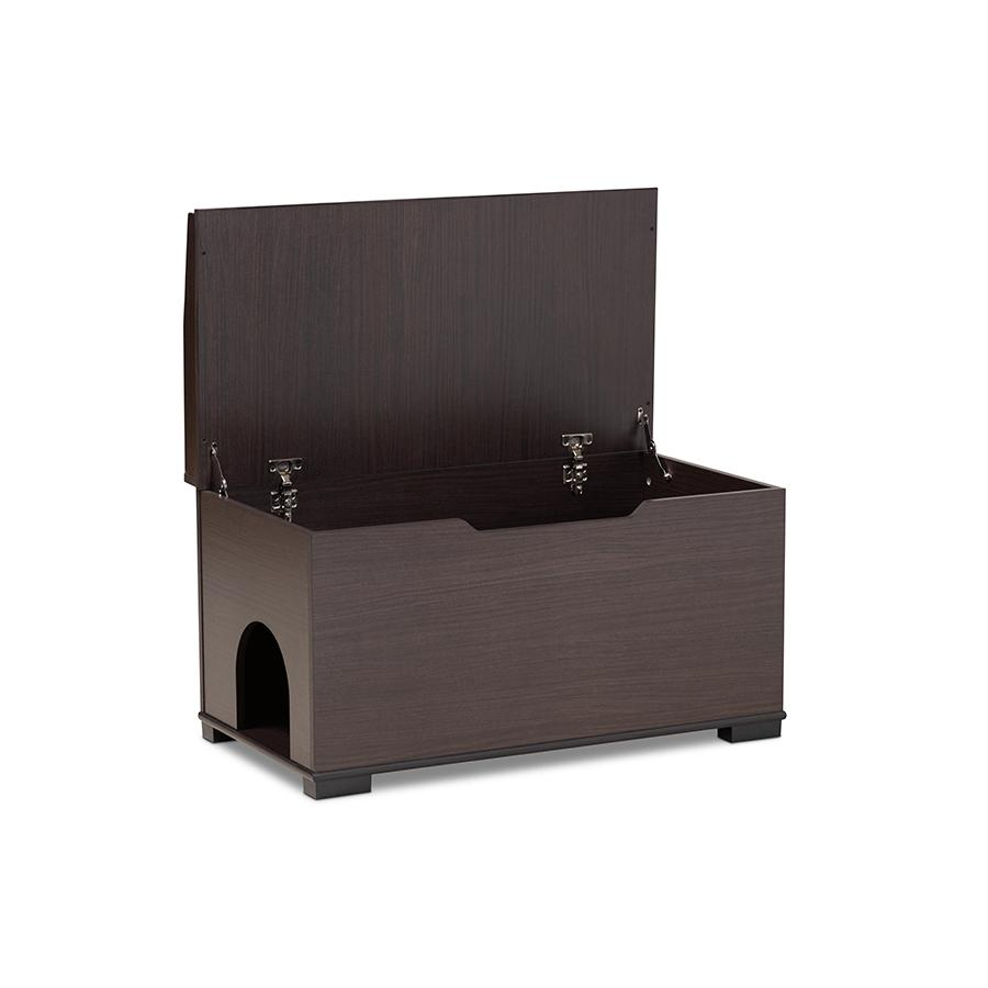 Baxton Studio Mariam Modern and Contemporary Dark Brown Finished Wood Cat Litter Box Cover House
