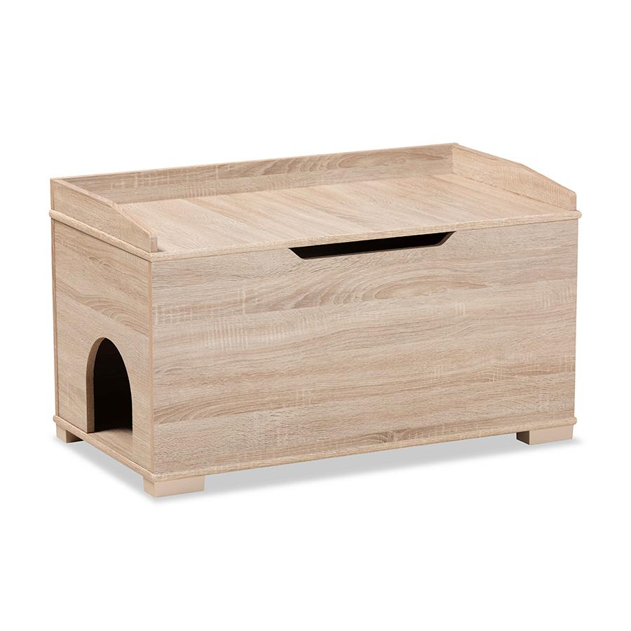 Baxton Studio Mariam Modern and Contemporary Oak Finished Wood Cat Litter Box Cover House