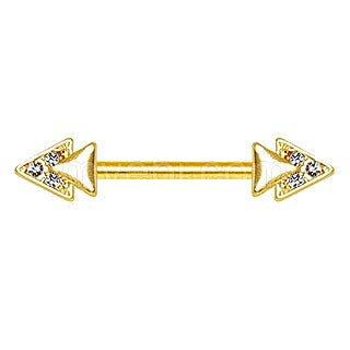 Gold Jeweled Double Triangle Nipple Bar