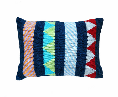 Multi-Pattern Mini Pillow in Navy