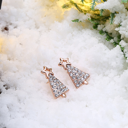 Christmas Tree Stud Austrian Elements Earrings in 14K Gold Plating- Multiple Options Available