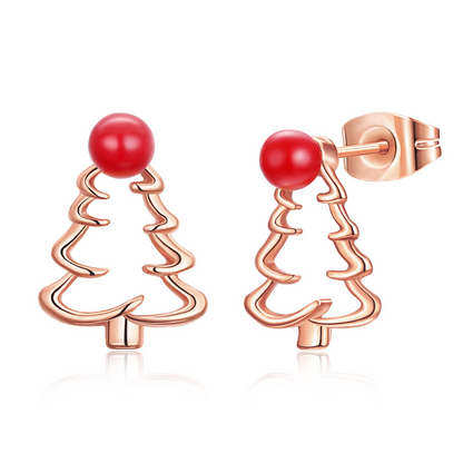 Christmas Tree Stud Austrian Elements Earrings in 14K Gold Plating- Multiple Options Available