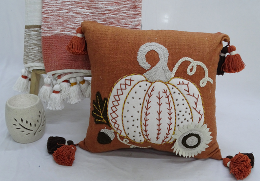 Fall Pumpkin Pillow for Halloween with Insert 20" x 20"