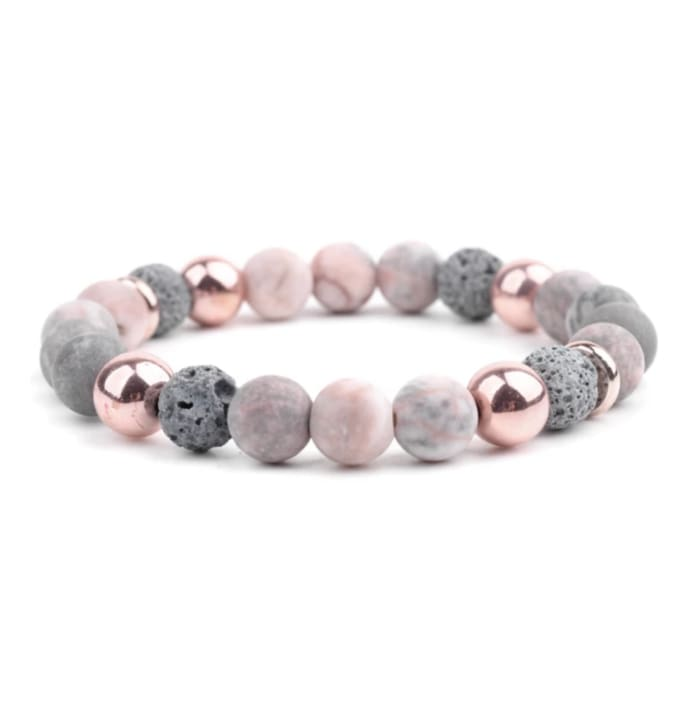 Lava Stone Essential Oil Bracelet - Agate Rose Gold