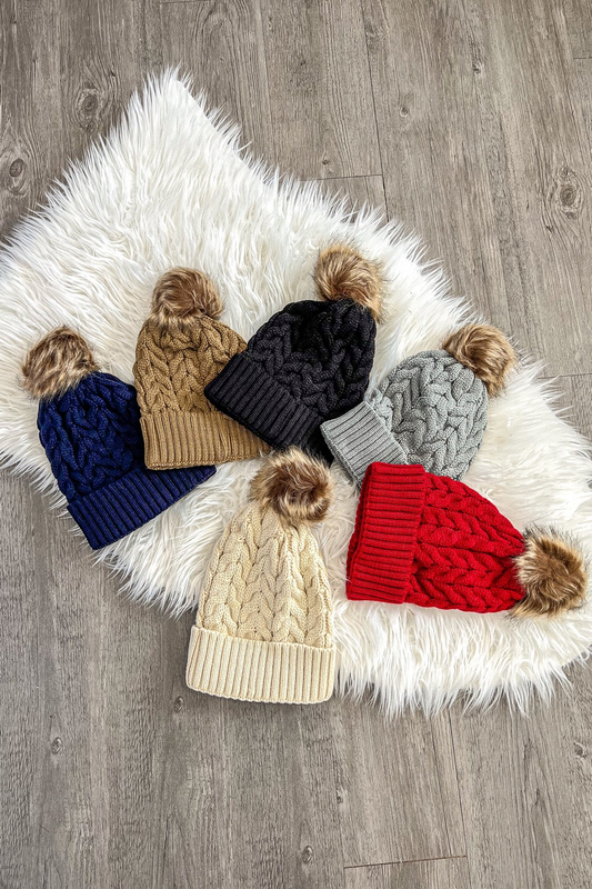 Top Fur Ball Beanie