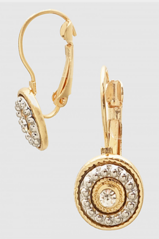 Gold Clasp Earrings with Cubic Zirconia