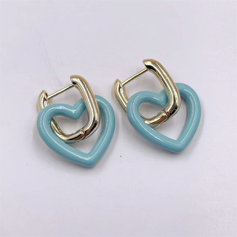 Fashion Vintage Painted Geometric Heart Earrings