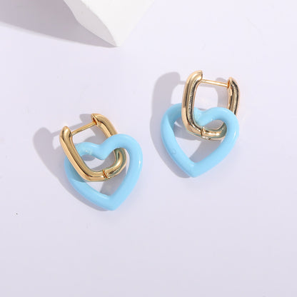 Fashion Vintage Painted Geometric Heart Earrings