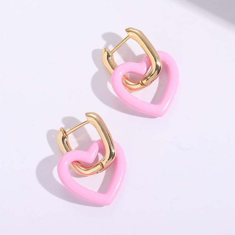 Fashion Vintage Painted Geometric Heart Earrings