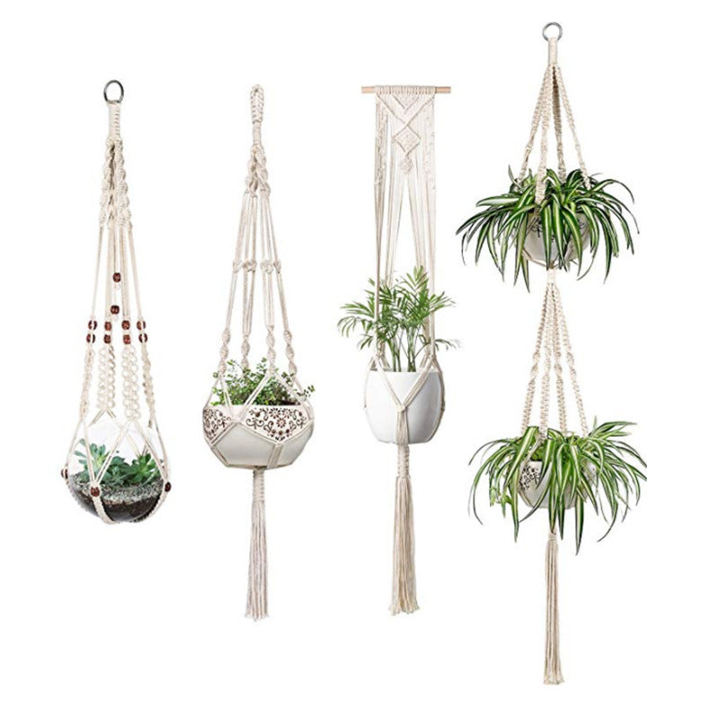 Macrame Hanging Baskets- 4 Pack