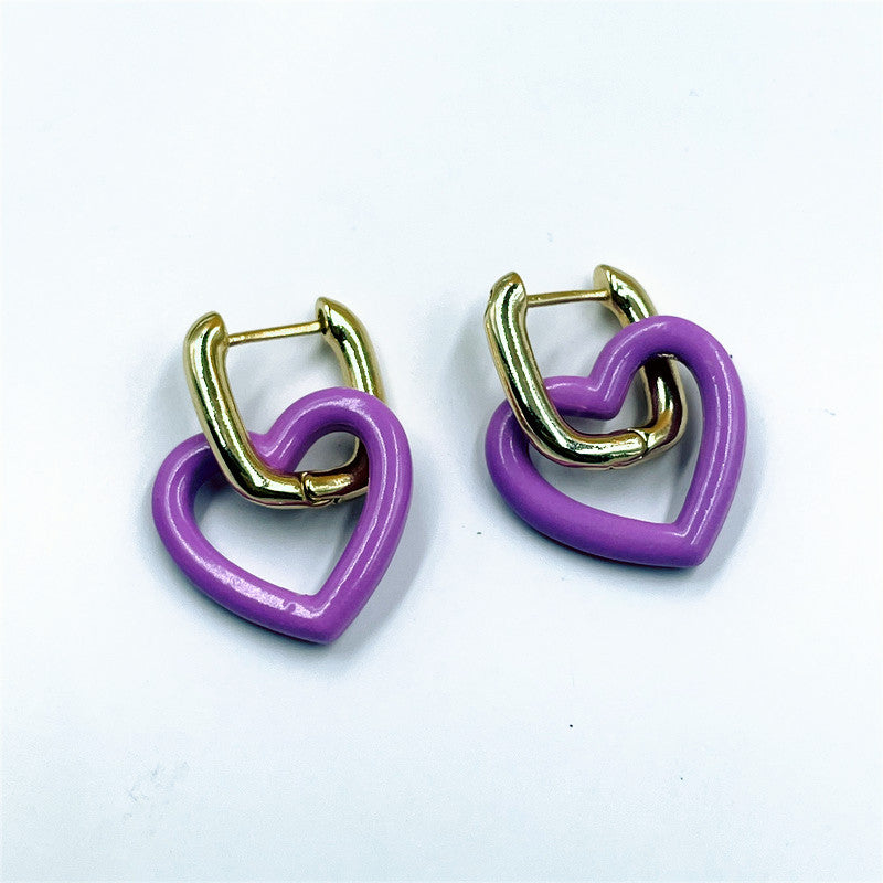 Fashion Vintage Painted Geometric Heart Earrings