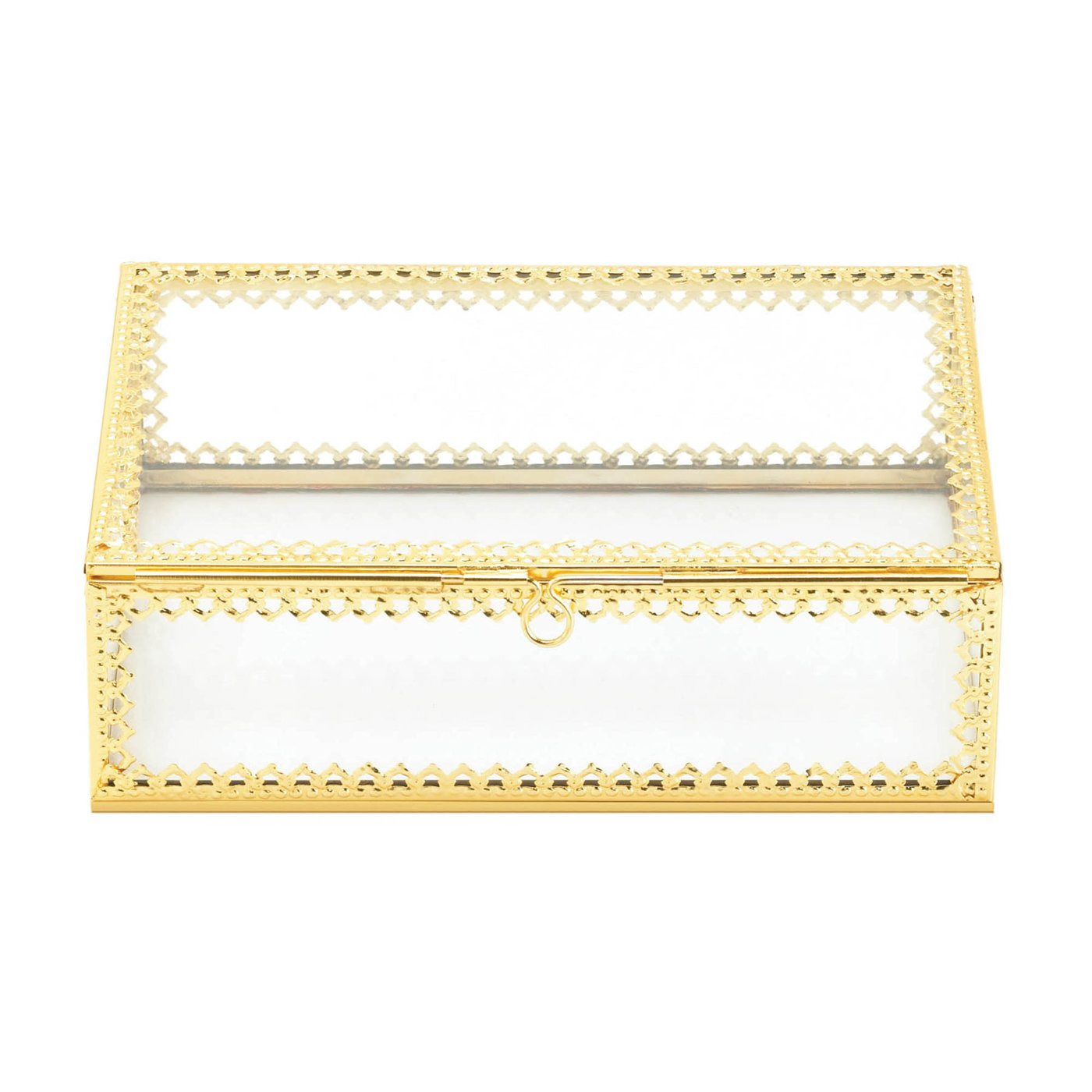 Glass Jewelry Box with Gold Frame