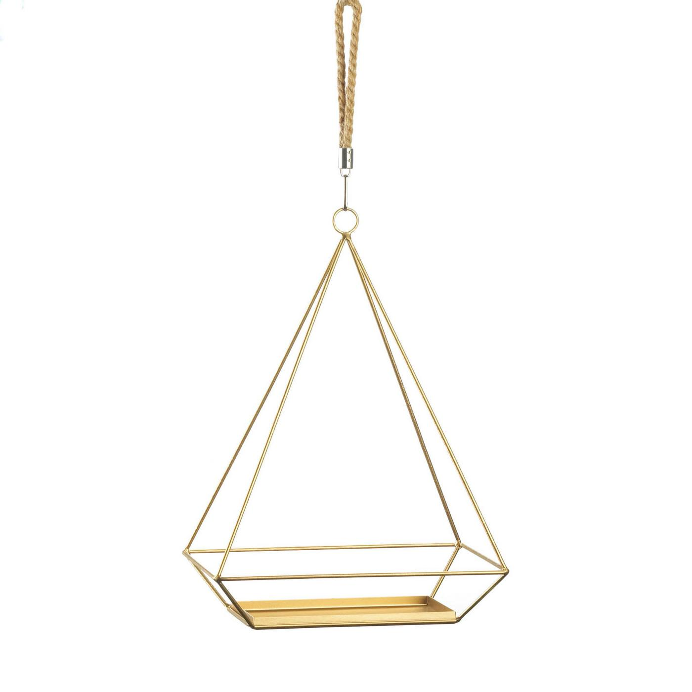 Golden Metal Rectangular Hanging Plant Holder