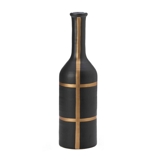 Iberia Black and Gold Decorative Vase