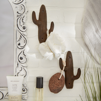 Cast Iron Cactus Wall Hooks - Set of 2