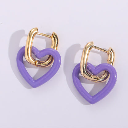 Fashion Vintage Painted Geometric Heart Earrings