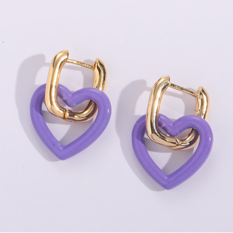 Fashion Vintage Painted Geometric Heart Earrings