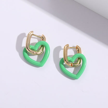 Fashion Vintage Painted Geometric Heart Earrings