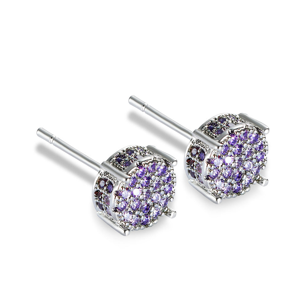 Hot Selling Four Claw Round Zircon Earrings For Women