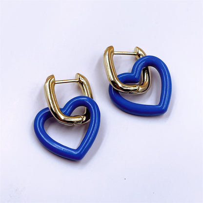 Fashion Vintage Painted Geometric Heart Earrings